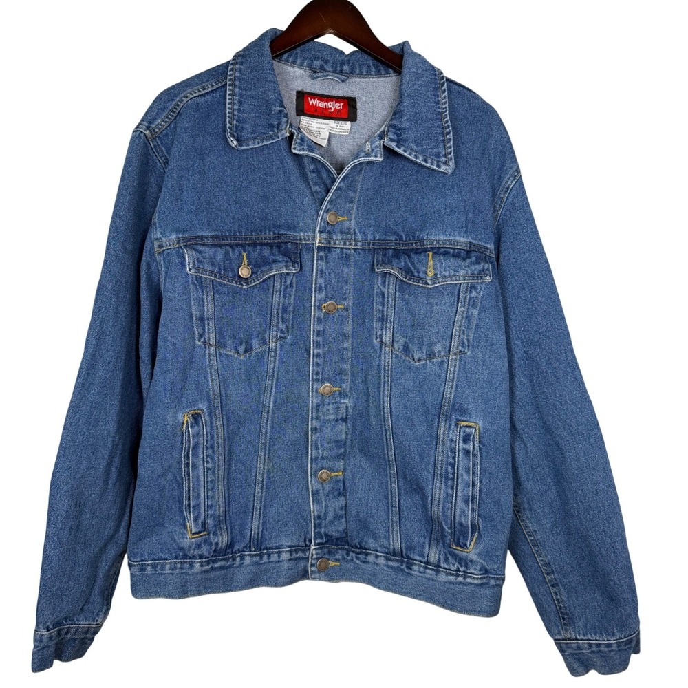 Vintage 90s Wrangler Hero Blue Denim Trucker Jacket Large Blue Jean Workwear